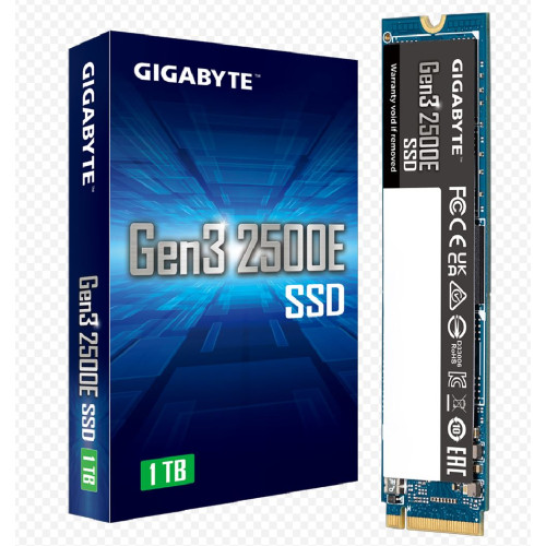 Gigabyte G3 2500E SSD 1TB M2 PCle 3.0x4 2400/1800 MB/s 130k/350Kl MTBF 1.5m hr Limited 3 years or 240TBW