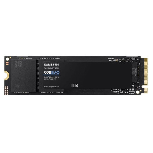 Samsung 990 EVO 1TB PCIe Gen4/5 NVMe SSD 5000MB/s 4200MB/s R/W 680K/800K IOPS 600TBW 1.5M hrs V-NAND TLC AES 256-bit Encryption 5yr wty