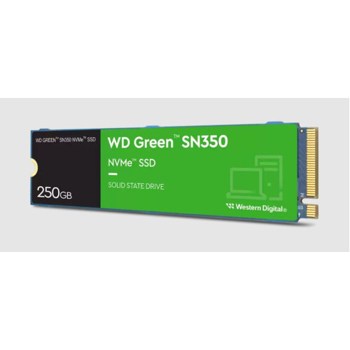 Western Digital WD Green SN350 250GB M.2 NVMe SSD PCIe 3.0x4 2400MB/s 1500MB/s R/W 300K/300K IOPS 40TBW 1M Hrs MTTF 3Y WTY (WDS250G2G0C)