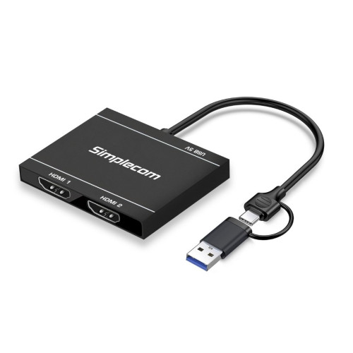 Simplecom DA327 USB 3.0 or USB-C to Dual HDMI Display Adapter for 2x 1080p Extended Screens