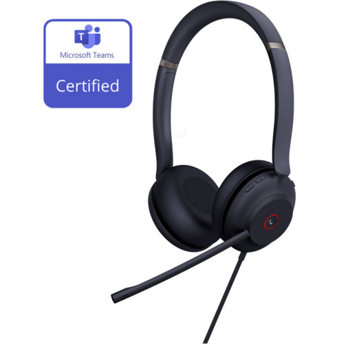 Yealink TEAMS-UH37-D Teams Certified USB Wired Headset, Stereo, USB-A 2.0, 35mm Speaker, Busylight, Leather Ear Cushion