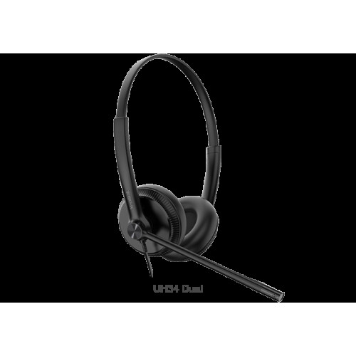 Yealink UH34 Dual Ear Wideband Noise Cancelling Microphone - USB Connection, Leather Ear Cushions, Designed for Microsoft Teams