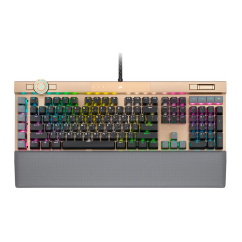 Corsair K100 RGB, Optical Switch, AXON 44-Zone RGB, PBT Double-Shot Keycaps, Gold,  Mechanical Gaming Keyboard (LS)