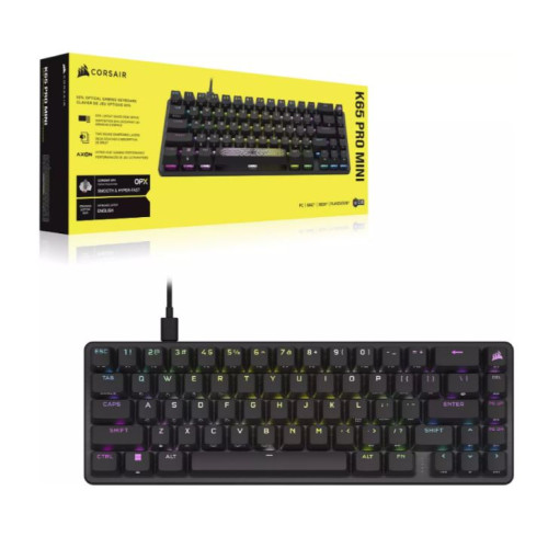 CORSAIR K65 PRO Mini 65% OPX RGB Optical-Mechanical, Backlit RGB LED, CORSAIR OPX, ICUE, PBT DS,  Black, Ultra compact Gaming Keyboard