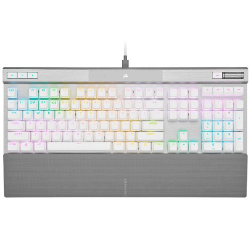 CORSAIR K70 RGB PRO OPX Optical-Mechanical Gaming Keyboard, Backlit RGB LED, CORSAIR OPX, White, White PBT Keycaps. (LS)