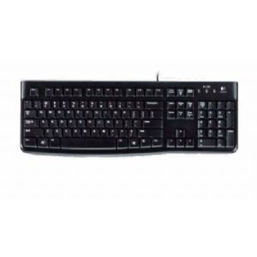 Logitech K120 Wired Keyboard Quiet typing Spill-resistant Durable keys Thin profile Curved space bar Adjustable tilt legs