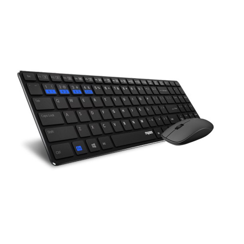 RAPOO 9300M Bluetooth 4.0  2.4G Wireless Multi-mode Keyboard Mouse Combo Black - 1300DPI Spill-Resistant 5.6mm Ultra-Slim ~ 9060M