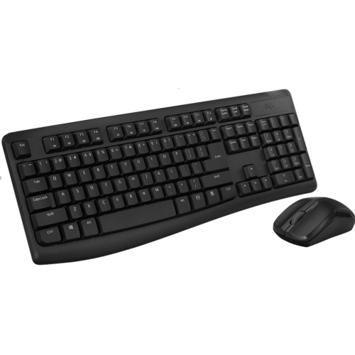 RAPOO X1800Pro Wireless Mouse  Keyboard Combo - 2.4G, 10M Range, Optical, Long Battery, Spill-Resistant Design,1000 DPI, Nano Receiver, Entry (Black)