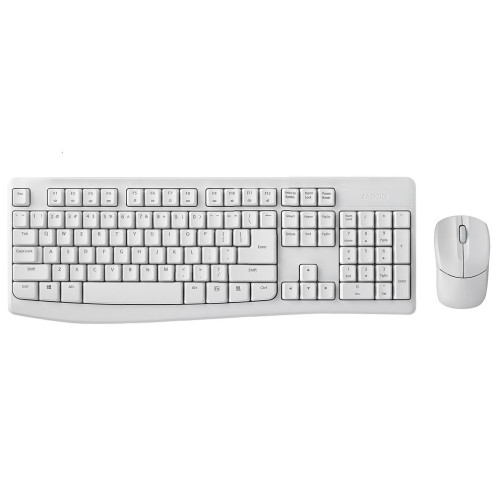 RAPOO X1800Pro Wireless Mouse  Keyboard Combo - 2.4G, 10M Range, Optical, Long Battery, Spill-Resistant Design,1000 DPI, Nano Receiver, Entry (White)