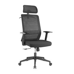 Brateck Ergonomic Mesh Office Chair with Headrest (76x71.5x112.5-119.5cm) Up to 150kg - Mesh Fabric-Black (LS)