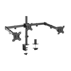 Brateck Triple Screens Economical Double Joint Articulating Steel Monitor Arms, Extended Arms  Free Rotated Double Joint,Fit Most 13