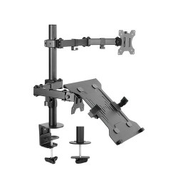 Brateck Economical Double Joint Articulating Steel Monitor Arm with Laptop Holder Fit Most 13
