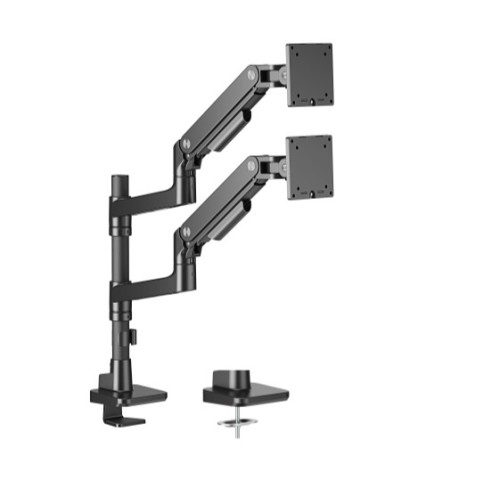 Brateck LDT81-C024P-B NOTEWORTHY POLE-MOUNTED HEAVY-DUTY GAS SPRING DUAL MONITOR ARM Fit Most 17