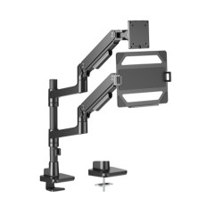 Brateck LDT81-C024P-ML-B NOTEWORTHY POLE-MOUNTED HEAVY-DUTY GAS SPRING DUAL MONITOR ARM WITH LAPTOP HOLDER Fit Most 17