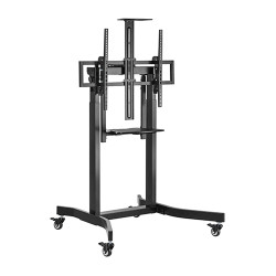Brateck Deluxe Motorized Large TV Cart with Tilt, Equipment Shelf and Camera Mount Fit 55