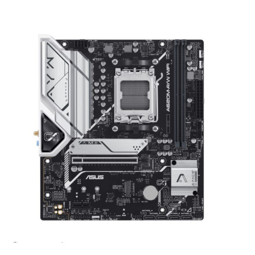 ASUS AMD A620M-AYW WIFI (AM5)  Micro-ATX Motherboard, 2xDDR5 96GB, 1 x PCIe 4.0 x16 slot, 2 x M.2 slots, 4 x SATA, Wi-Fi 6, Realtek 2.5G