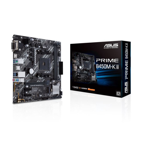 ASUS AMD B450M PRIME B450M-K II (Ryzen AM4) Micro ATX motherboard with M.2 support, HDMI/DVI-D/D-Sub, SATA 6 Gbps, 1 Gb Ethernet, USB 3.2 Gen 1 Type-A