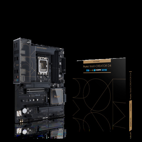 ASUS B660 PROART B660-CREATOR D4 Intel LGA 1700 ATX Motherboard, PCIe 5.0, DDR4, 2.5 Gb and 1 Gb Ethernet, 3xPCIe 4.0 M.2 slots, USB-C DP