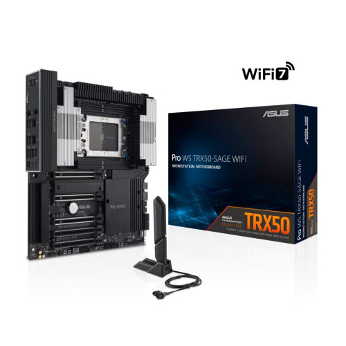 ASUS AMD PRO WS TRX50-SAGE WIFI CEB Workstation Motherboard,  PCIe 5.0 x16, PCIe 5.0 M.2, 10Gb and 2.5Gb LAN, Multi-GPU support WIFI7