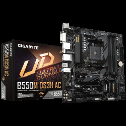 Gigabyte B550M DS3H AC AM4 Ryzen mATX Motherboard, 4x DDR4, 3x PCI-e, 2x M.2, 4x SATA III, RAID 0/1/10, 4x USB 3.2, 4x USB 2.0