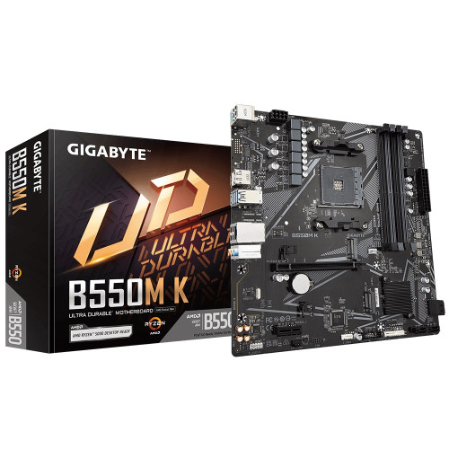 Gigabyte B550MK AMD AM4 M-ATX Motherboard 4x DDR4~128GB,1x PCIe x16, 1 x PCIe x1, 2x M.2, 4x SATA , 4x USB 3.2,  4x USB 2.0