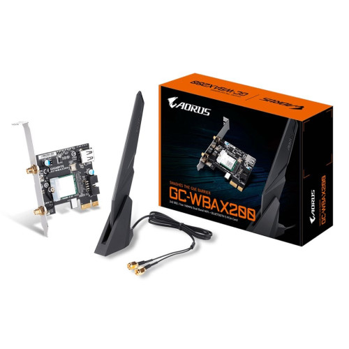 Gigabyte WBAX200 WiFi 6 PCIe Adapter 2400Mbps 160MHz Dual Band Wireless + Bluetooth 5 MU-MIMO TX/RX