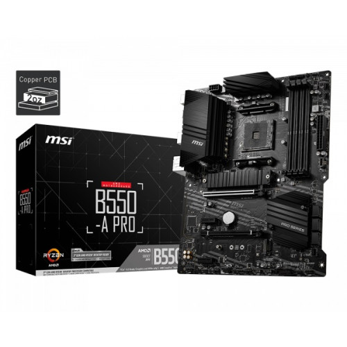 MSI B550-A PRO AM4 ATX MB 4xDDR4  2xPCIE 2xM.2 HDMI DP RAID LAN TPM 6xSATAIII 2xUSB3.2 8xUSB2.0