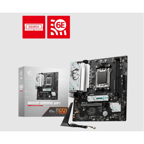 MSI B650M GAMING WIFI AMD AM5 MATX Motherboard, 2x DDR5 ~128GB, 1x PCI-E x16, 2x M.2, 4x SATA,  8x USB 3.2,