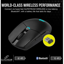 Corsair Katar Elite Wireless, Ultra Light Compac 63g, Slipstream  Bluetooth RGB, ICUE, Quik Strike, 26k DPI, symetric, 128Bit Encrption Gaming Mice