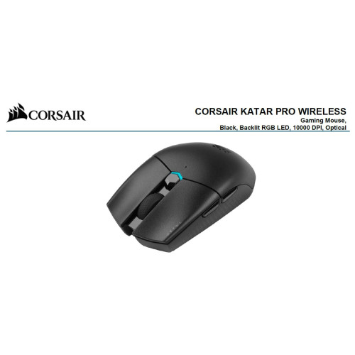 Corsair Katar PRO Wireless Gaming Mice, Ultra Light Weight,  Sub-1ms Slipstream Wireless connection, ICUE Software (LS)