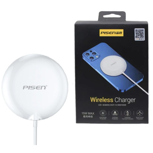 Pisen 15W MagSafe Fast Wireless Charger - Ultra-thin, Light and Portable, USB-C interface, Support PD Protocol, Safe and Durable, Travel Ready