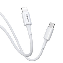 Pisen Mr White Lightning to USB-C PD Fast Charge Cable (2M) White - Support Data Sync, Durable, Samsung Galaxy,Apple iPhone,iPad,MacBook,Google,OPPO