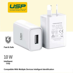 USP 10W USB-A Fast Wall Charger White - Intelligent Chip, Smart Charging, Output Voltage DC5V/3A, Output Current 2A max, Charge Your Phones  Tablets