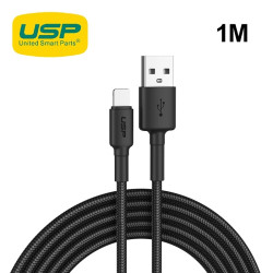 USP BoostUp Lightning to USB-A Cable (1M) Black - Quick Charge  Connect, 2.4A Rapid Charge,Durable  Reliable,Nylon Weaving,Apple iPhone/iPad/MacBook