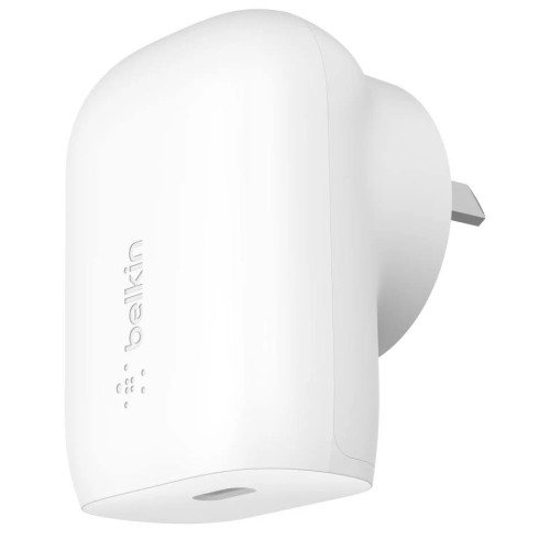 Belkin BoostCharge USB-C PD 3.0 PPS Wall Charger 30W - White(WCA005auWH),Dynamic Power Delivery,Compact, Fast  Travel Ready,Slim and Flat Design,2YR