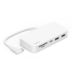 Belkin Connect USB-C® 6-in-1 Multiport Hub with Mount, Thunderbolt 3, 10Gbps, 2x USB-A, USB-C, SD 3.0  microSD card reader, Gigabit Ethernet