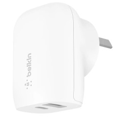 Belkin BoostCharge Dual Wall Charger with PPS 37W - White(WCB007auWH),1xUSB-C(25W) 1xUSB-A(12W),Dynamic Power Delivery,Compact,Fast  Travel Ready,2YR