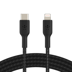 Belkin BoostCharge Braided Lightning to USB-C Cable (2m/6.6ft) - Black(CAA004bt2MBK), 480Mbps, 10K+ bend, Apple iPhone / iPad / Macbook, 2YR