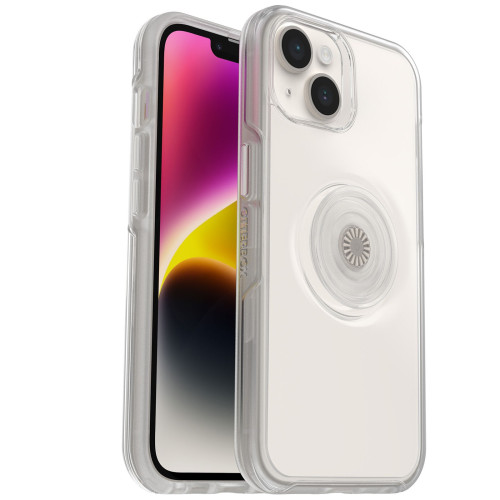 OtterBox Otter + Pop Symmetry Clear Apple iPhone 14 / iPhone 13 Case Clear Pop - (77-89701),Antimicrobial,DROP+ 3X Military Standard,Swappable PopGrip