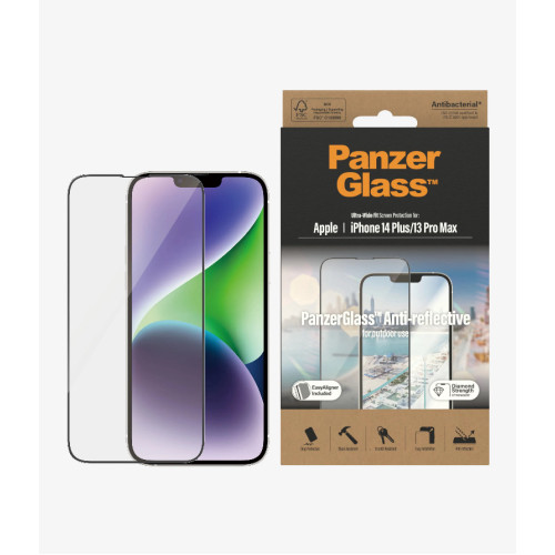 PanzerGlass Apple iPhone 14 Plus / iPhone 13 Pro Max Anti-Reflective Screen Protector Ultra-Wide Fit - Black(2789), Drop Protection, Scratch Resistant