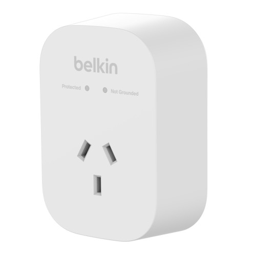 Belkin 1-Outlet Surge Protection - White (SRA010AU), 1800 Joules Protection ,impact resistant, prevents scratches, dents  rust,2YR Power Board