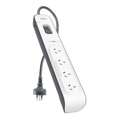 Belkin BSV400 4-Outlet 2-Meter Surge Protection Strip, Complete Three-line AC protection, Protects Against Spikes And Fluctuations, CEW $20,000,2YR