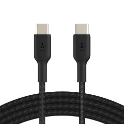 Belkin BoostCharge Braided USB-C to USB-C Cable (1m/3.3ft)-Black(CAB004bt1MBK),60W,480Mbps,10K+ bend,Samsung Galaxy,iPad,MacBook,Google,OPPO,Nokia,2YR