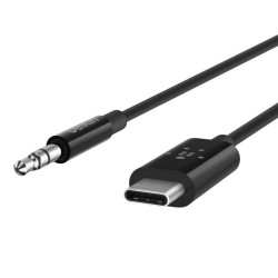 Belkin RockStar 3.5mm Audio Cable with USB-C Connector(0.9M) - Black (F7U079bt03-BLK), High-resolution Audio, Plug in to play, USB-IF Certified, 2YR