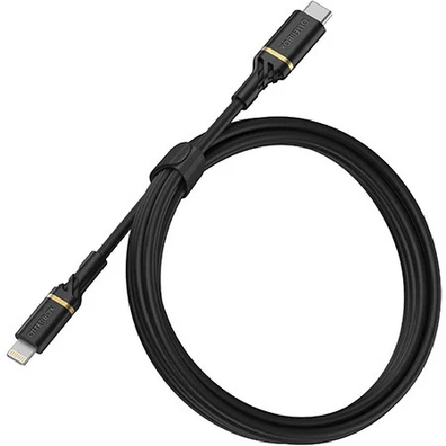 OtterBox Lightning to USB-C Fast Charge Cable (1M) - Black (78-52551), 3 AMPS (60W),MFi/USB PD,3K Bend/Flex,480Mbps Transfer,Apple iPhone/iPad/MacBook