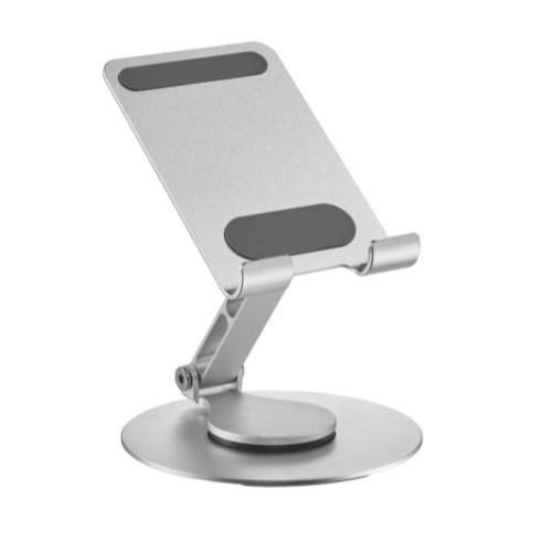 Brateck PHS06-6 FOLDING ALUMINUM PHONE  TABLET STAND WITH 360° ROTATION Fits smartphone and tablet =10“ - Silver