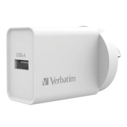 Verbatim USB Charger Single Port 2.4A - White Single Port Wall Charger