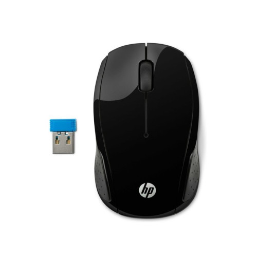 HP 200 Wireless Mouse Radio Frequency USB Optical 2 Button Black 1000 dpi Scroll Wheel Symmetrica