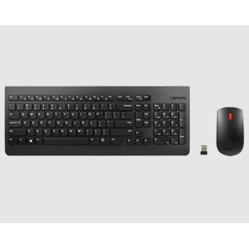 LENOVO Essential Wireless Combo Keyboard  Mouse 2.4GHz via Nano USB 3 Buttons Optical Mouse 1200DPI 3M Clicks (US English 103P)