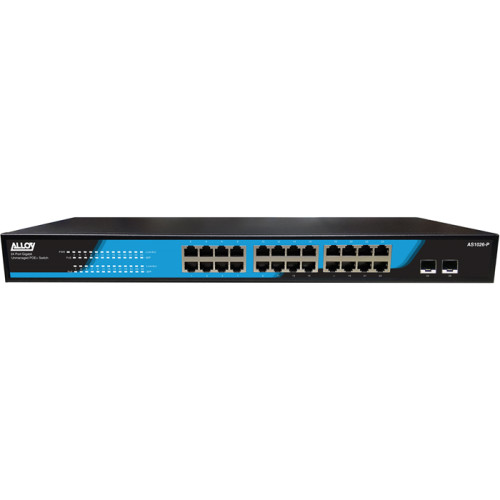 Alloy AS1026-P  24 Port Unmanaged Gigabit 802.3at PoE Switch + 2x 1000Mb SFP Ports, 250 Watts